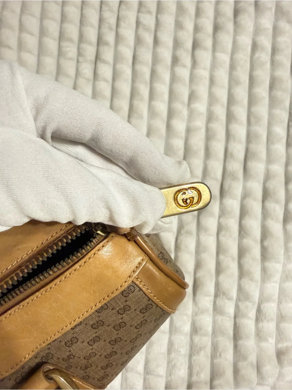 Gucci Brown Monogram Travel Duffle with Tan Trim